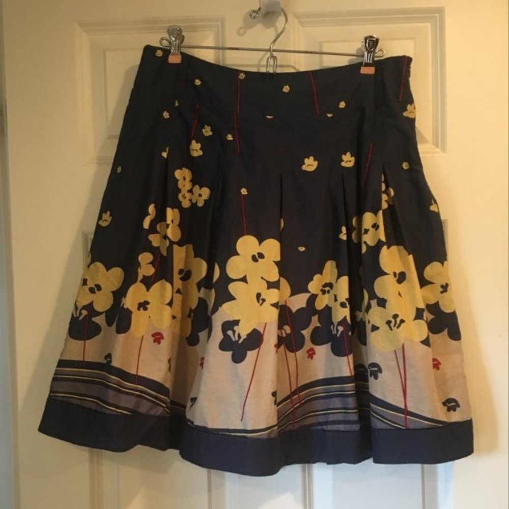 Blue Summer skirt, yellow flowers, large